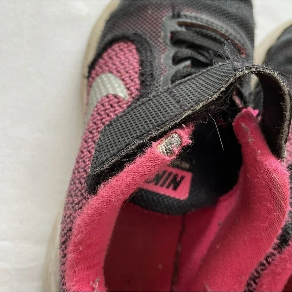 Nike Kids Black & Pink Worn Athletic Shoes With Velcro Straps 11.5C - Picture 5 of 10